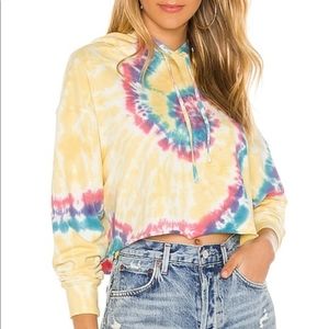 Daydreamer colorful tye die cropped hoodie sweater
